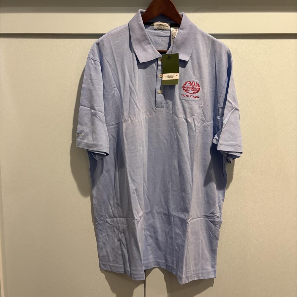 NWT Taiyo Yuden Golf Polo Shirt Men XL Country Blue 30th Anniversary Claiborne‎